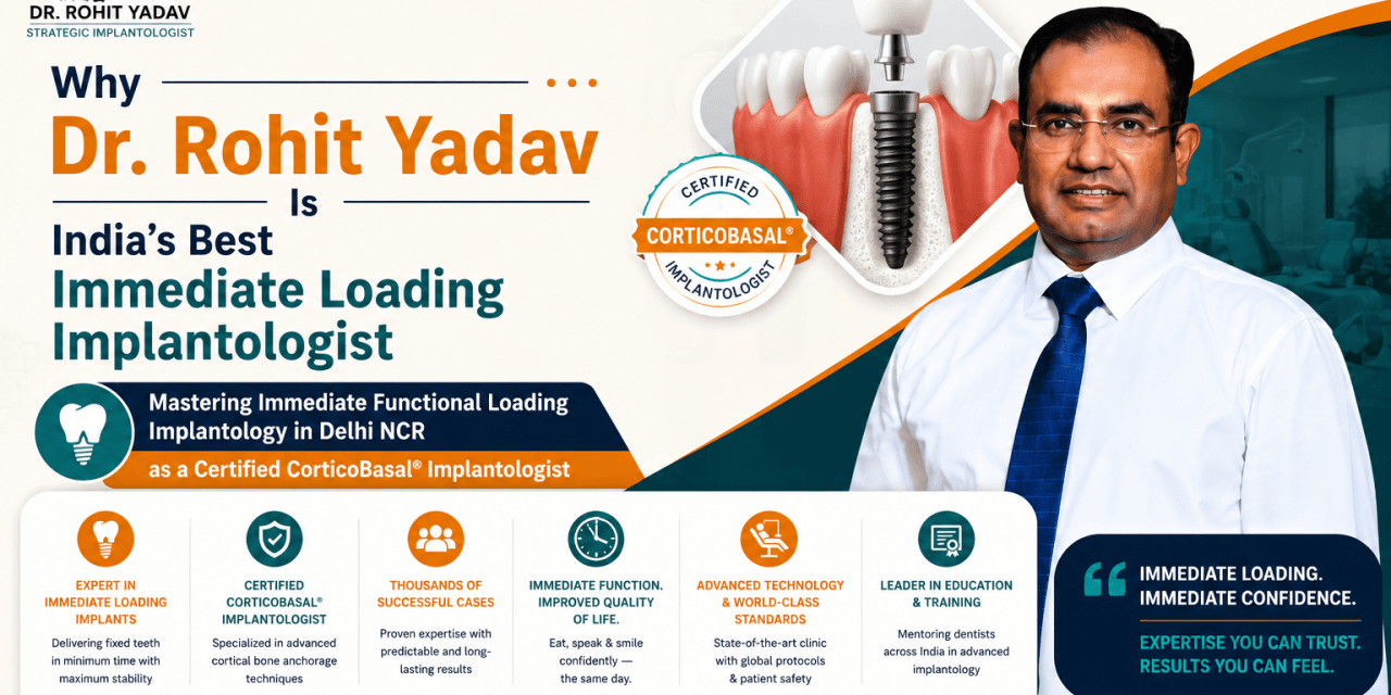 Why Dr. Rohit Yadav Is India’s Best Immediate Loading Implantologist — Mastering Immediate Functional Loading Implantology in Delhi NCR as a Certified CorticoBasal® Implantologist